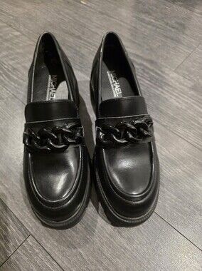 Michael Shannon Black Glossy Chain-Link Loafers